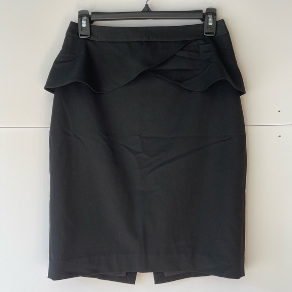 Express Women's Black Pencil Skirt Ruffled Short Mini Skirt, Sz 2 - Picture 7 of 8